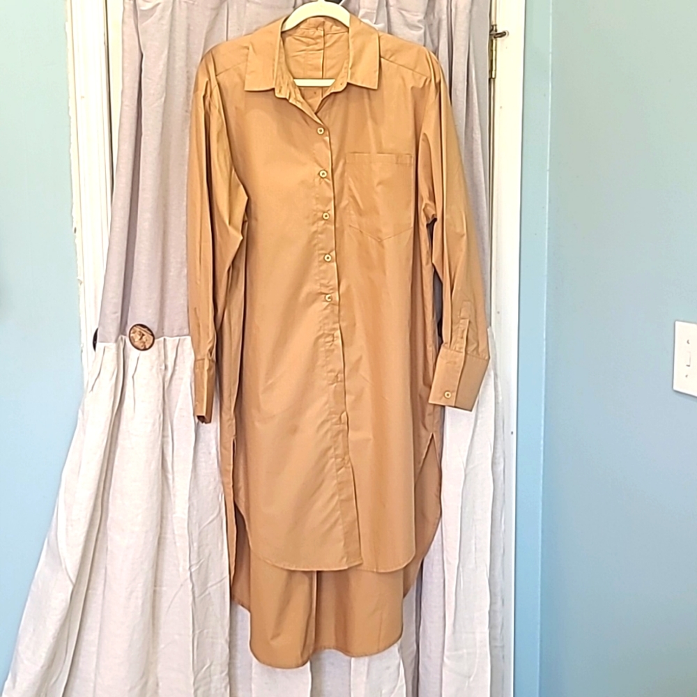 Long Shirt Dress with Hi-Low Hem